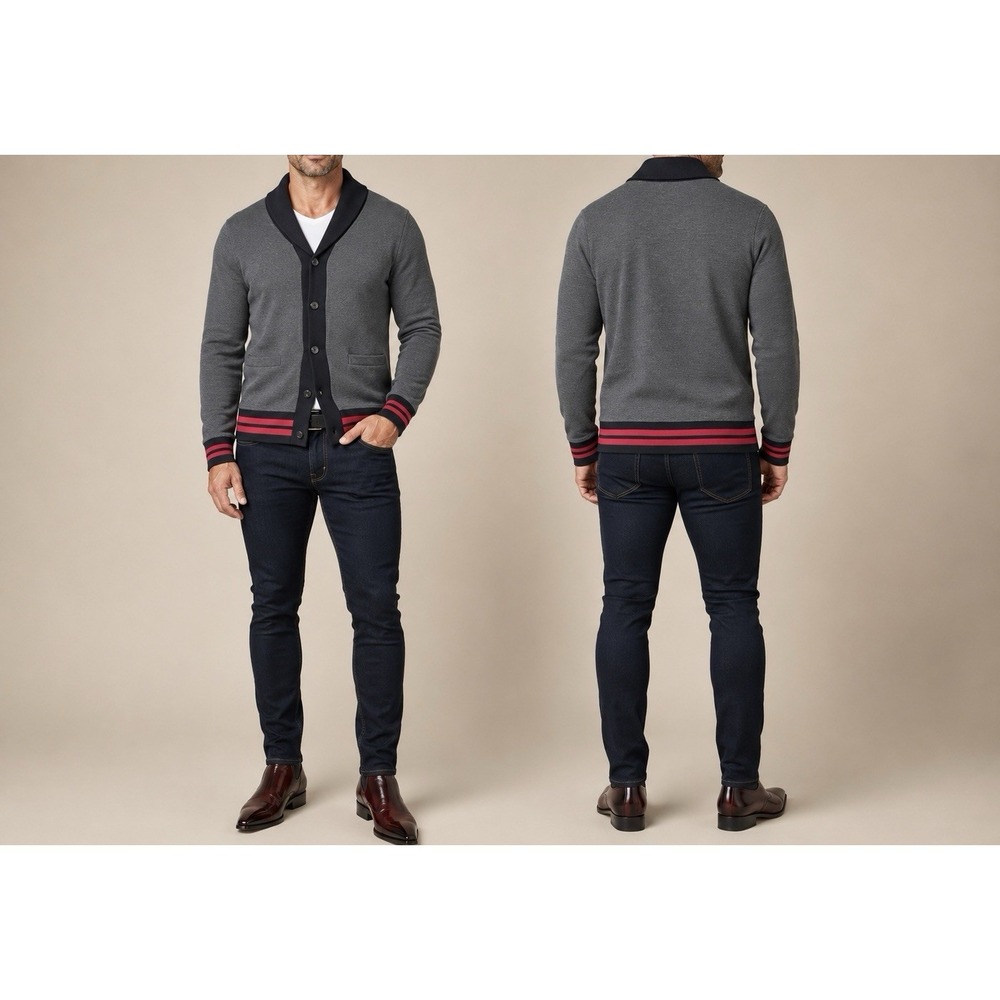 Cremieux Gray Shawl Collar Button-Front Knit Cardigan Sweater L w/ Pockets - Picture 13 of 13